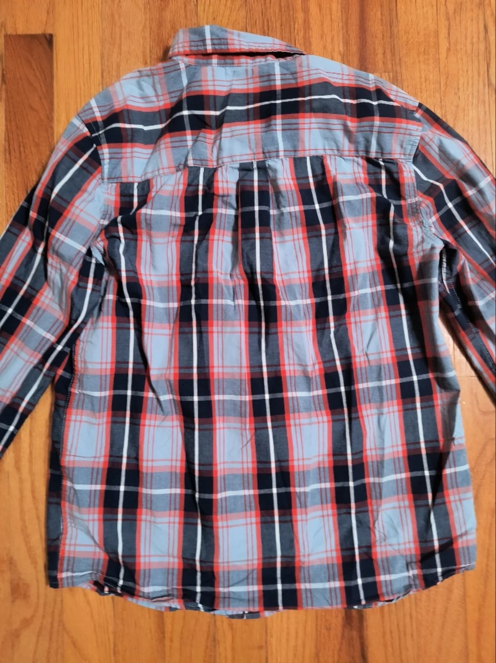 🔥 Bundle 2 For $7🔥 Wonder Nation Plaid Shirt, Boys XXL Youth 18,Orange/Blue